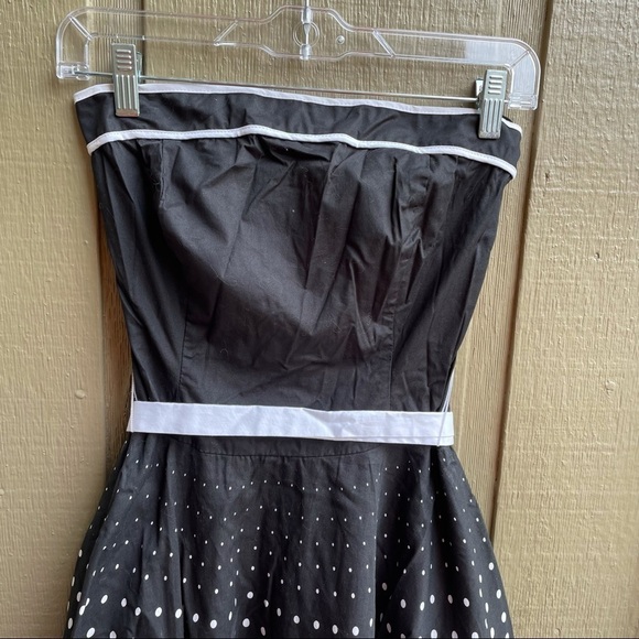Strapless black and white polkadot circle skirt dress | Ruby rox 3 - Picture 7 of 7